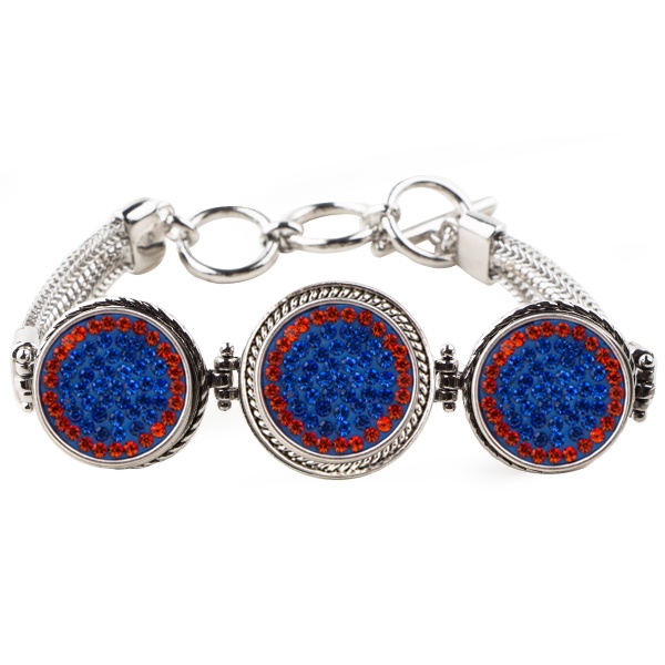 3-Snap Metal Bracelet - Sapphire/Hyacinth (Periwinkle/Tangerine)