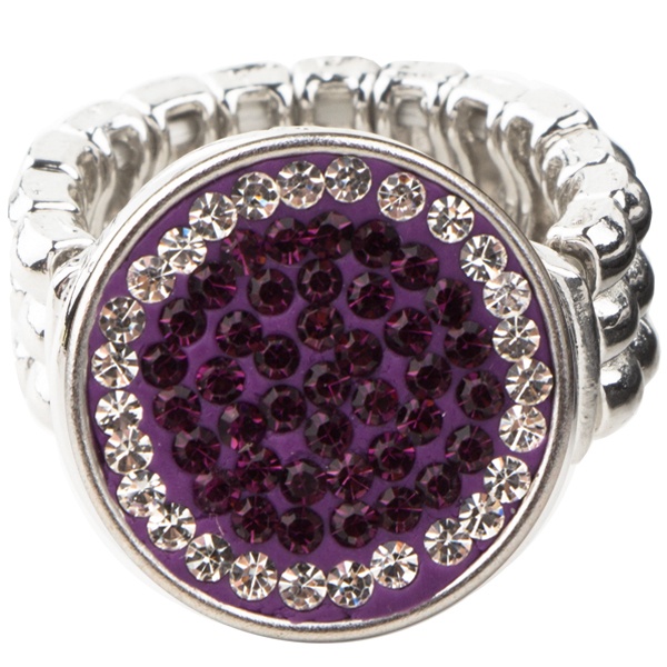 Stretch Snap Ring - Amethyst/Crystal (Grape/Crystal)