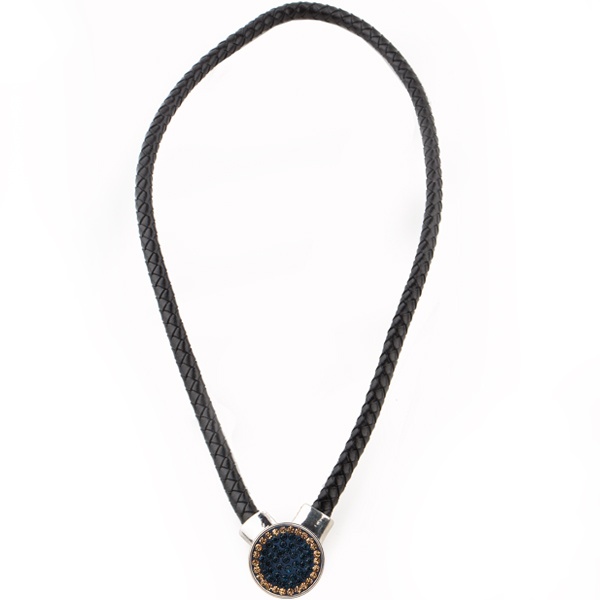 1-Snap Black Leather Necklace - Montana/Light Colorado Topaz (London Blue/Champagne)