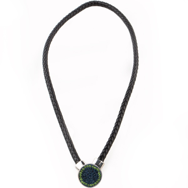 1-Snap Black Leather Necklace - Montana/Peridot (London Blue/Grass)