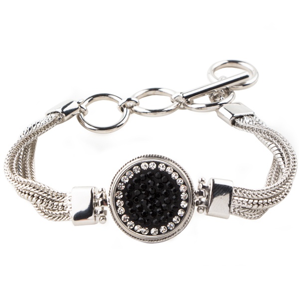 1-Snap Metal Bracelet - Jet/Crystal