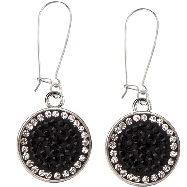 Snap Earrings - Jet/Crystal - Sold By The Pair