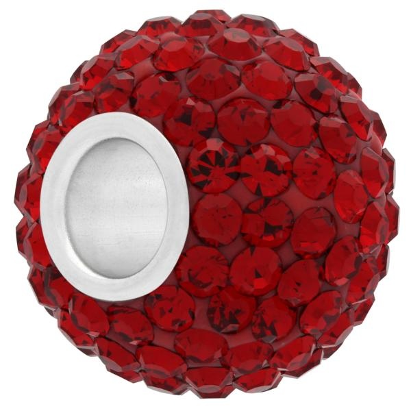 Xl Large Hole Pave Bead With 12 Mm Wide Sterling Silver Core, Alora Crystals Light Siam 15 Mm