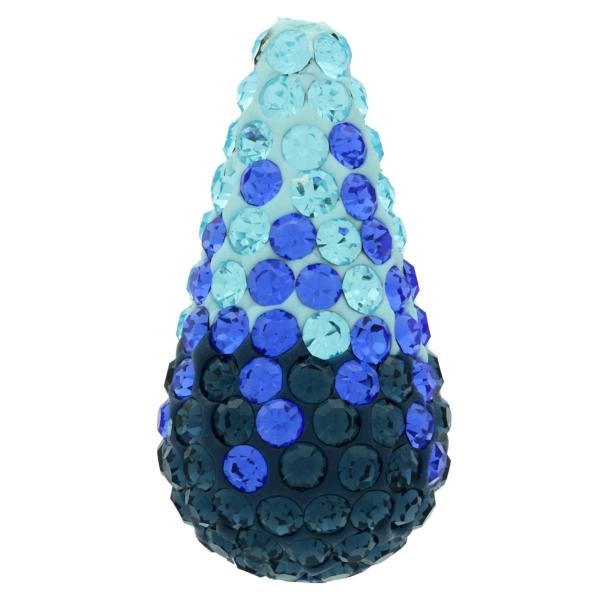 Teardrop Pave Bead With 1.2 Mm Hole, Alora Crystals Variegated Blue 11 X 22 Mm
