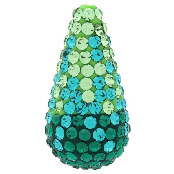 Teardrop Pave Bead With 1.2 Mm Hole, Alora Crystals Variegated Green 11 X 22 Mm