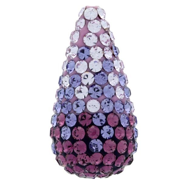 Teardrop Pave Bead With 1.2 Mm Hole, Alora Crystals Variegated Purple 11 X 22 Mm