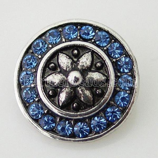 Flower With Capri Blue Ring Silver Snap