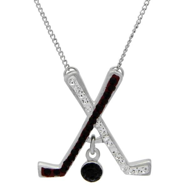 Game Time Bling Ice Hockey Necklace - 18" - Siam/Crystal