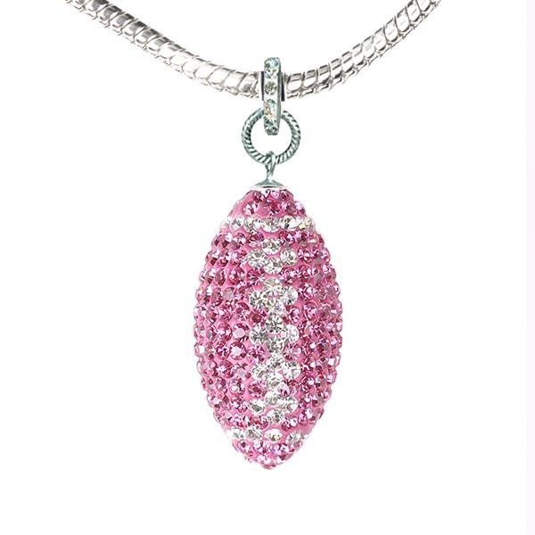 Game Time Bling Large Football Necklace - 18" - Rose/Crystal