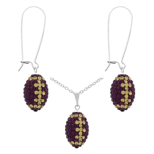 Game Time Bling Mini Football Necklace & Earring Gift Set - Amethyst/Light Colorado Topaz