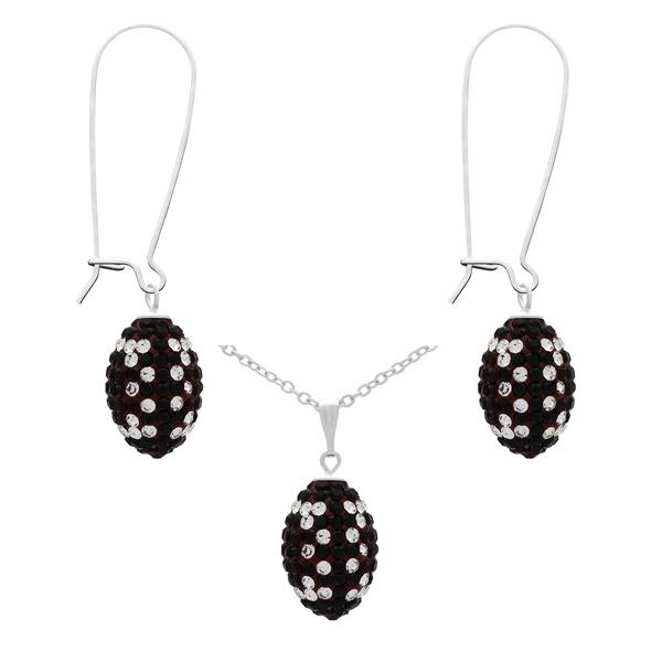 Game Time Bling Mini Football Necklace & Earring Gift Set - Siam/Jet/Crystal