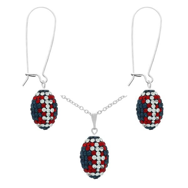 Game Time Bling Mini Football Necklace & Earring Gift Set - Montana/Crystal/Light Siam