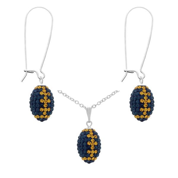 Game Time Bling Mini Football Necklace & Earring Gift Set - Montana/Topaz