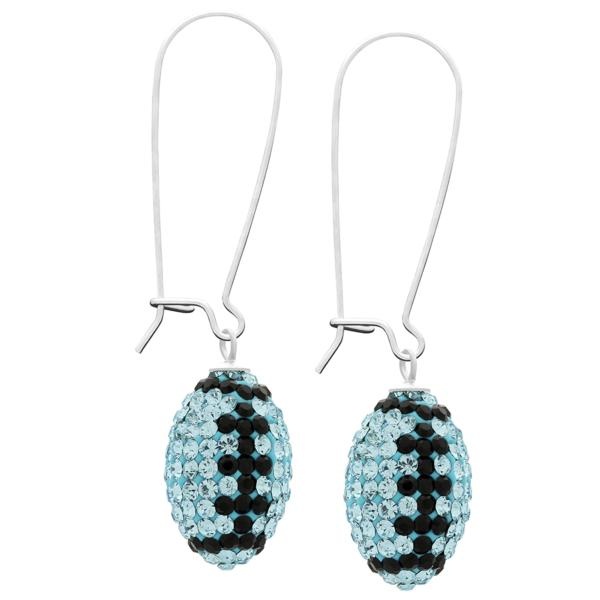 Game Time Bling Football Earrings - Aquamarine/Jet - Sold By The Pair - Pair