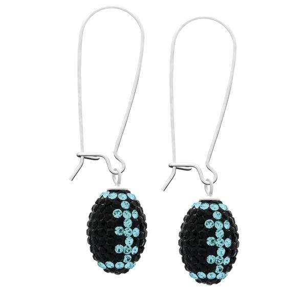 Game Time Bling Football Earrings - Jet/Aquamarine - Sold By The Pair - Pair