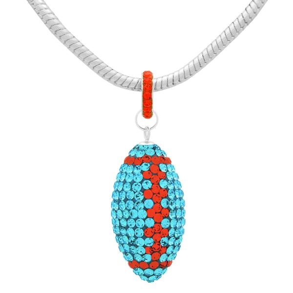 Game Time Bling Large Football Necklace - 18" - Aquamarine/Hyacinth