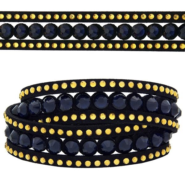 3 Row Double Wrap Bracelet With Snap Clasp Montana/Citrine