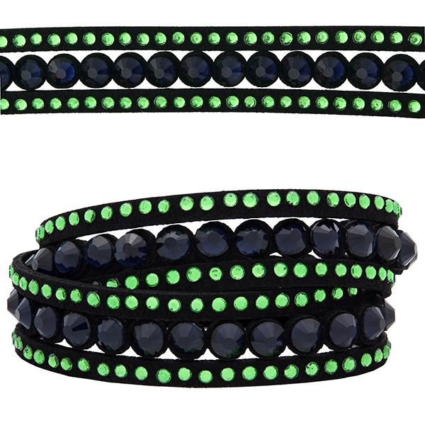 3 Row Double Wrap Bracelet With Snap Clasp Montana/Peridot