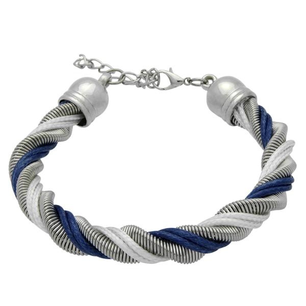 Double Leather Cord Bracelet In Sapphire/Crystal