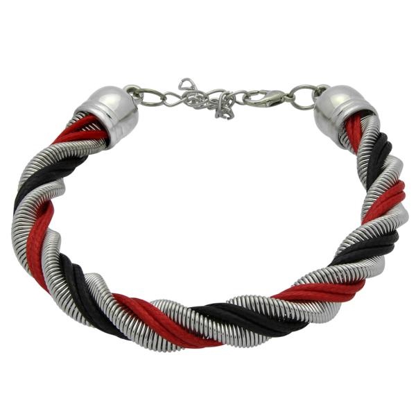 Double Leather Cord Bracelet In Light Siam/Jet