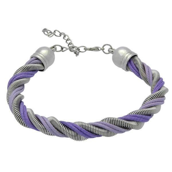 Double Leather Cord Bracelet In Tanzanite/Violet