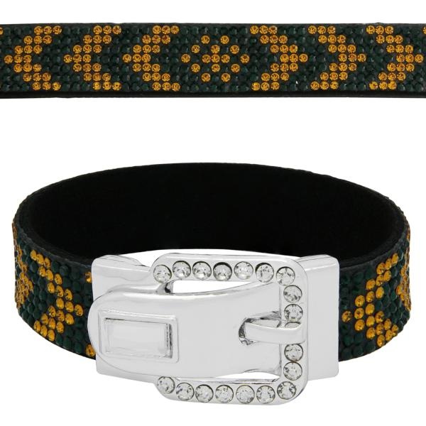 Chevron Buckle Clasp Bracelet In Emerald/Topaz