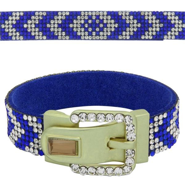 Chevron Buckle Clasp Bracelet In Sapphire/Crystal