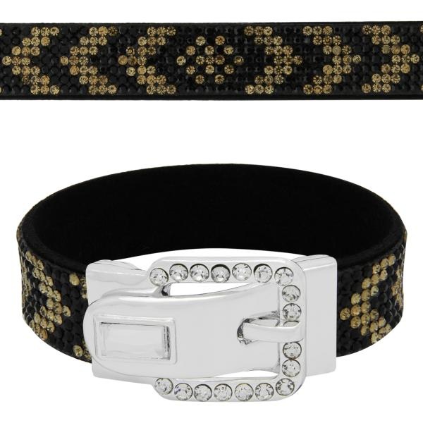 Chevron Buckle Clasp Bracelet In Jet/Light Colorado Topaz
