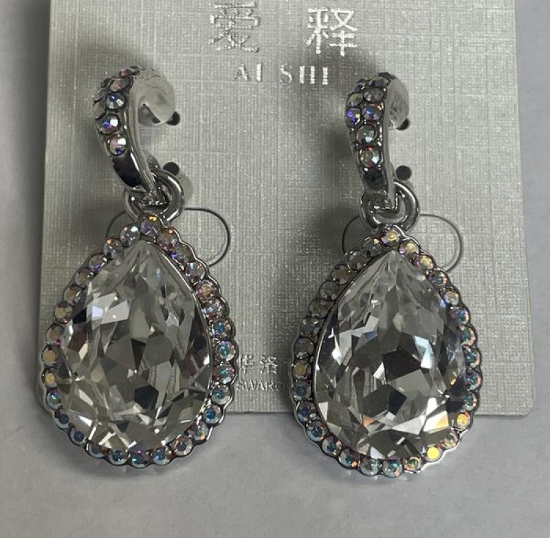 Pear Shaped Crystal Framed In Crystal Ab Dangle Earring - Pair