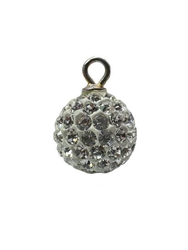 8Mm Crystal Ball With Silver Loop - Crystal