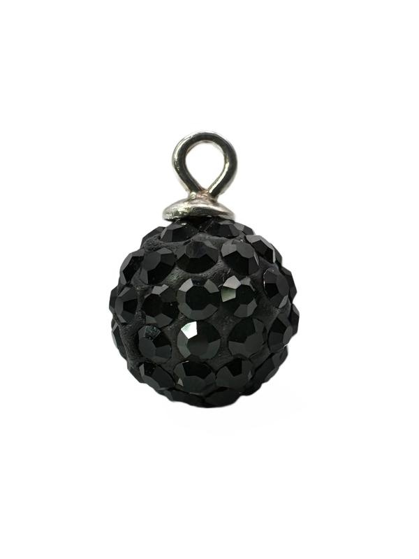 8Mm Crystal Ball With Silver Loop - Jet