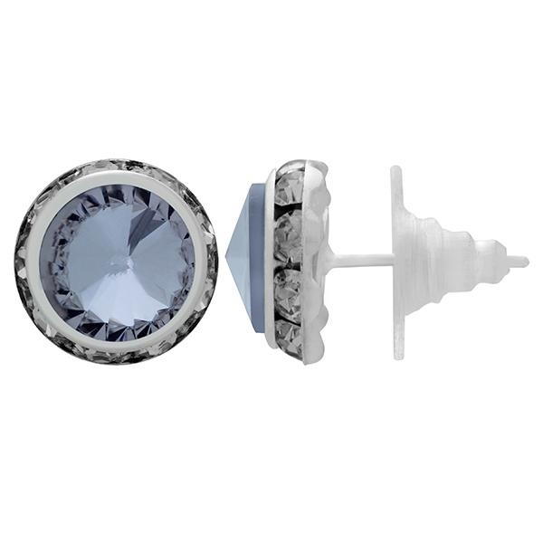 Rondelle Button Earrings 11Mm Provence Lavender/Silver - Pair
