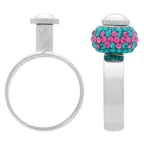 Ring For Beads, Interchangeable, Rhodium Plating, Size 7