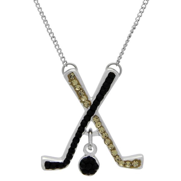 Game Time Bling Ice Hockey Necklace - 18" - Light Colorado Topaz/Jet