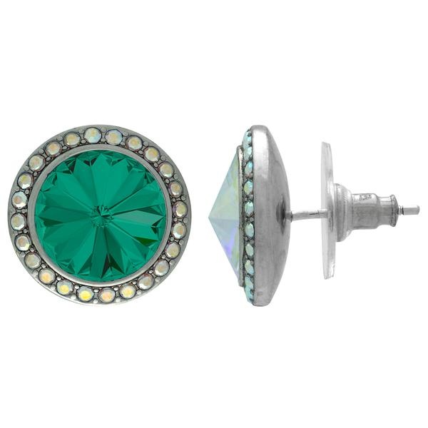 Crystalized With Dreamtime Crystal Stud Earrings For Dance Emerald/Crystal Ab 15Mm - Pair