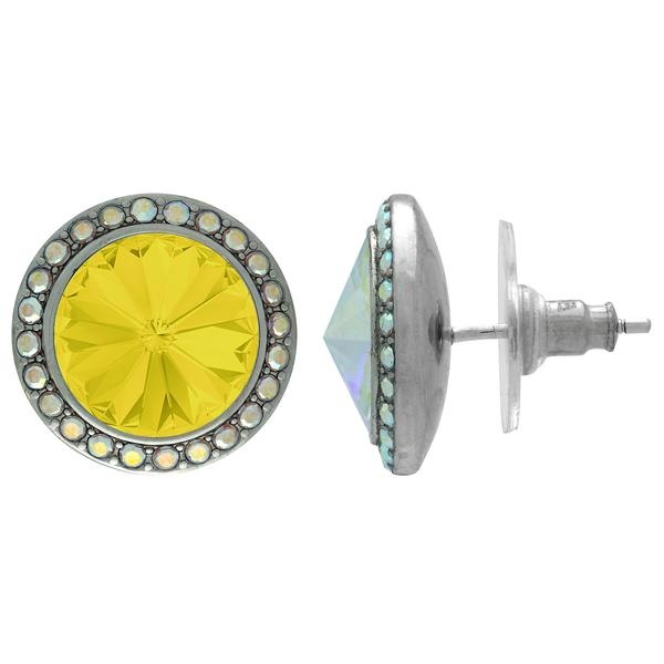 Crystalized With Dreamtime Crystal Stud Earrings For Dance Yellow Opal/Crystal Ab 15Mm - Pair
