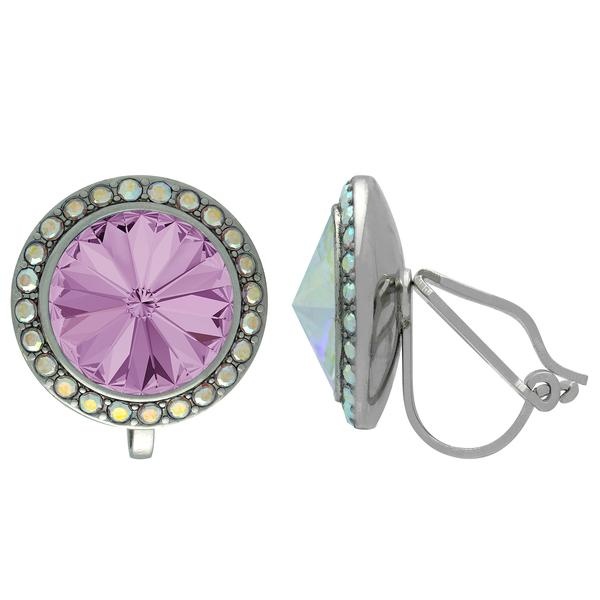 Crystalized With Dreamtime Crystal Clip-On Earrings For Dance Light Amethyst/Crystal Ab 17Mm - Pair