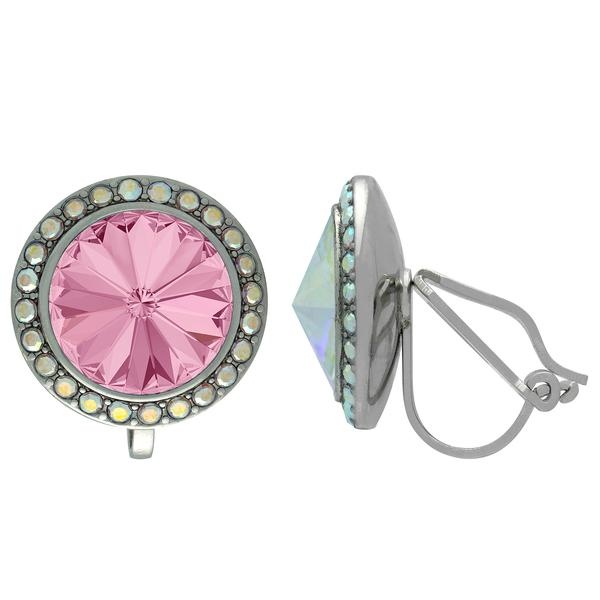 Crystalized With Dreamtime Crystal Clip-On Earrings For Dance Light Rose/Crystal Ab 17Mm - Pair