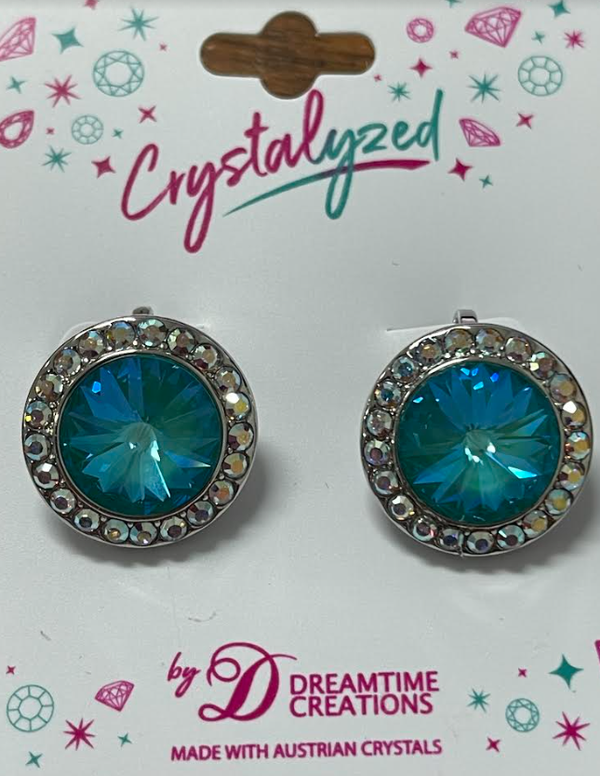 Crystalized With Dreamtime Crystal Clip-On Earrings For Dance Crystal Laguna Delite/Crystal Ab 17Mm - Pair