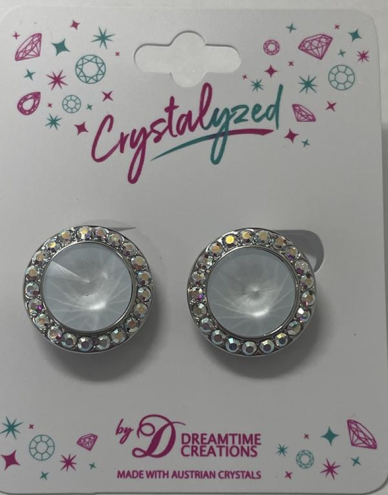 Crystalized With Dreamtime Crystal Stud Earrings For Dance Crystal Powder Blue/Crystal Ab 17Mm - Pair