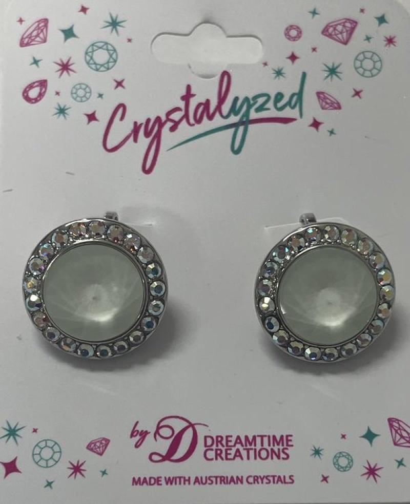 Crystalized With Dreamtime Crystal Stud Earrings For Dance Crystal Powder Grey/Crystal Ab 17Mm - Pair