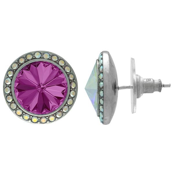 Crystalyzed With Dreamtime Crystal Stud Earrings For Dance Fucshia/Crystal Ab 13Mm - Pair