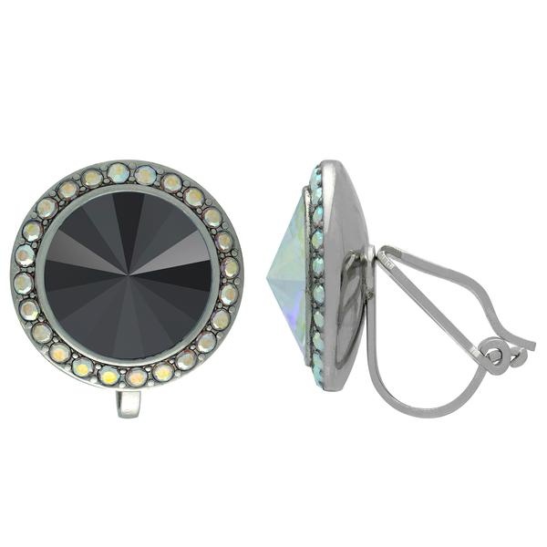 Crystalized With Dreamtime Crystal Clip-On Earrings For Dance Jet/Crystal Ab 19Mm - Pair