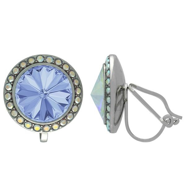 Crystalized With Dreamtime Crystal Clip-On Earrings For Dance Light Sapphire/Crystal Ab 19Mm - Pair