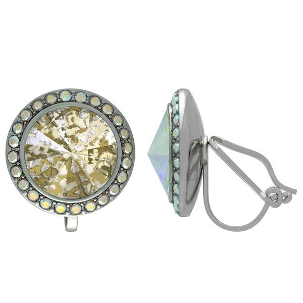 Crystalized With Dreamtime Crystal Clip-On Earrings For Dance Crystal Gold Patina/Crystal Ab 13Mm - Pair