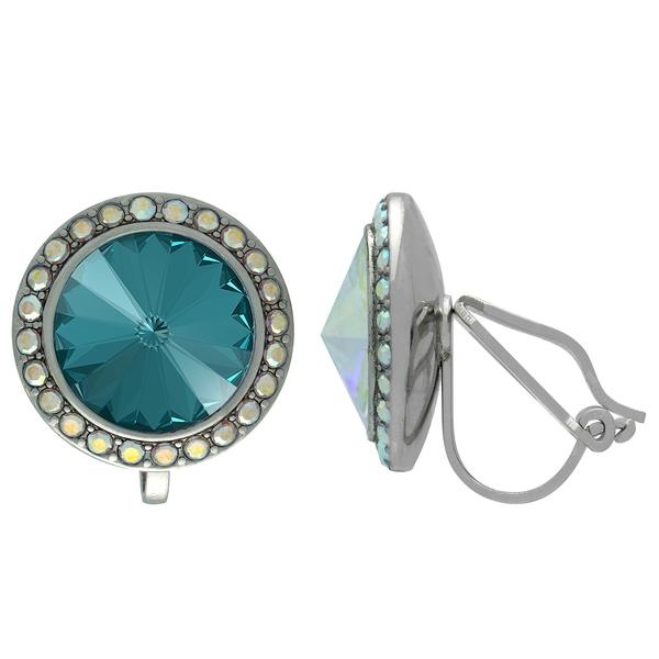 Crystalized With Dreamtime Crystal Clip-On Earrings For Dance Blue Zircon/Crystal Ab 13Mm - Pair
