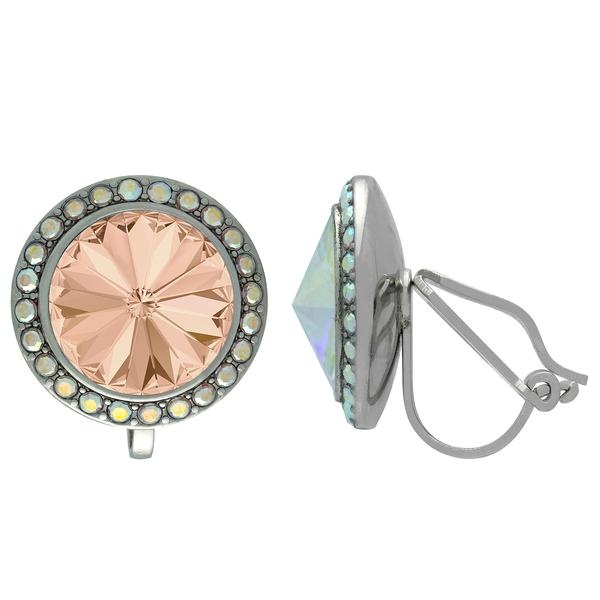 Crystalized With Dreamtime Crystal Clip-On Earrings For Dance Light Peach/Crystal Ab 13Mm - Pair