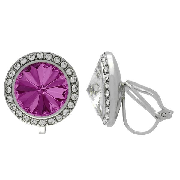 Crystalized With Dreamtime Crystal Clip-On Earrings For Dance Fuchsia/Crystal 11Mm - Pair