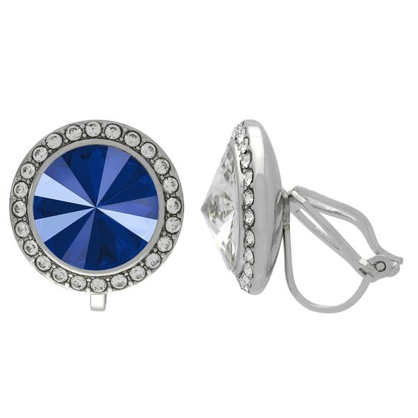Crystalized With Dreamtime Crystal Clip-On Earrings For Dance Crystal Royal Blue/Crystal 17Mm - Pair