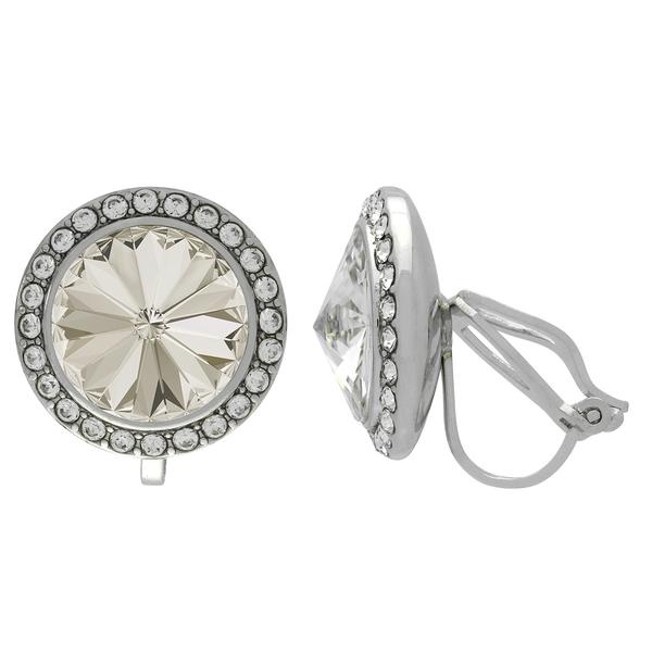 Crystalized With Dreamtime Crystal Clip-On Earrings For Dance Crystal Silver Shade/Crystal 17Mm - Pair